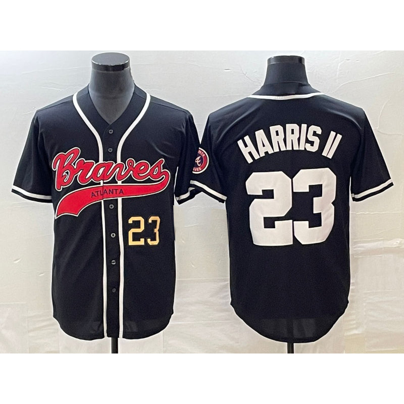 Atlanta Braves #23 Michael Harris II Number Black MASONITE Cool Base Stitched Jersey