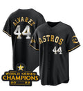 Houston Astros #44 Yordan Alvarez Black Gold MASONITE 2022 World Serise Champions Patch Stitched Jersey