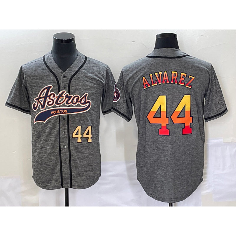 Houston Astros #44 Yordan Alvarez Number Grey MASONITE Gridiron Cool Base Stitched Jersey