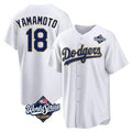 Los Angeles Dodgers #18 Yoshinobu Yamamoto Player Gold White MASONITE World Series 2026 Collection Stadium Game Stitched Jerseys