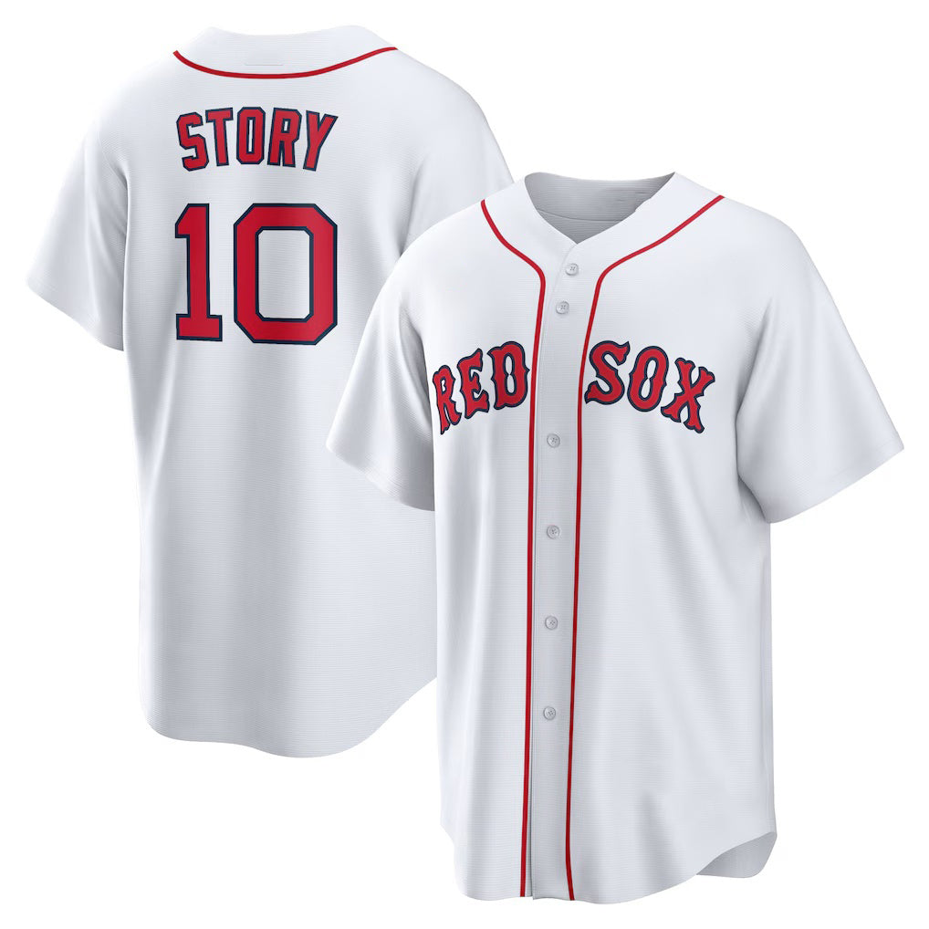 Boston Red Sox #10 Trevor Story White MASONITE Home Replica Jersey