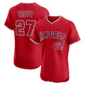 Los Angeles Angels #27 Mike Trout Red MASONITE Alternate Elite Jersey