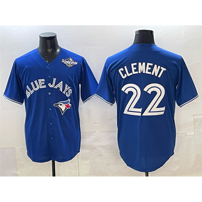 Toronto Blue Jays #22 Ernie Clement Blue MASONITE 2025 World Series Cool Base Stitched Jersey