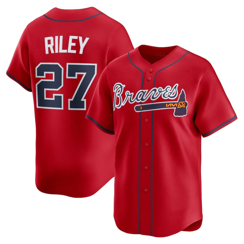 Atlanta Braves #27 Austin Riley Red MASONITE Alternate Limited Player Jersey