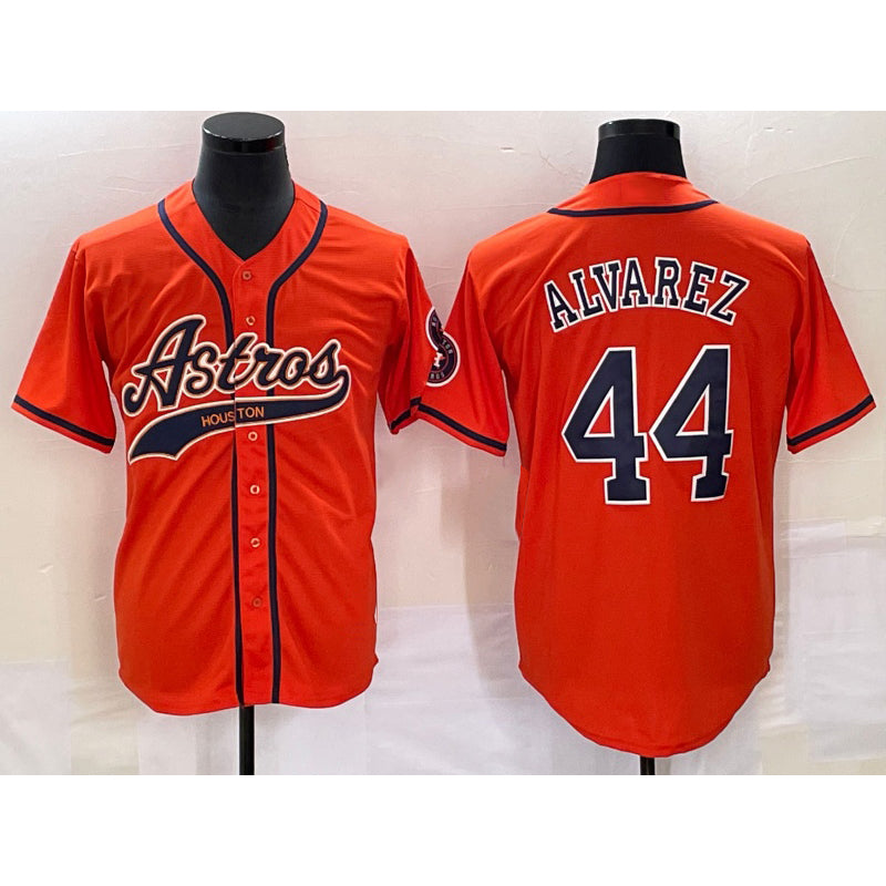 Houston Astros #44 Yordan Alvarez Orange MASONITE With Patch Cool Base Stitched Jersey