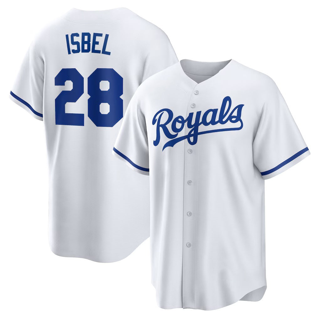 Kansas City Royals #28 Kyle Isbel White MASONITE Home Replica Jersey