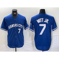 Kansas City Royals #7 Bobby Witt Jr Number Blue MASONITE Cool Base Stitched Jersey