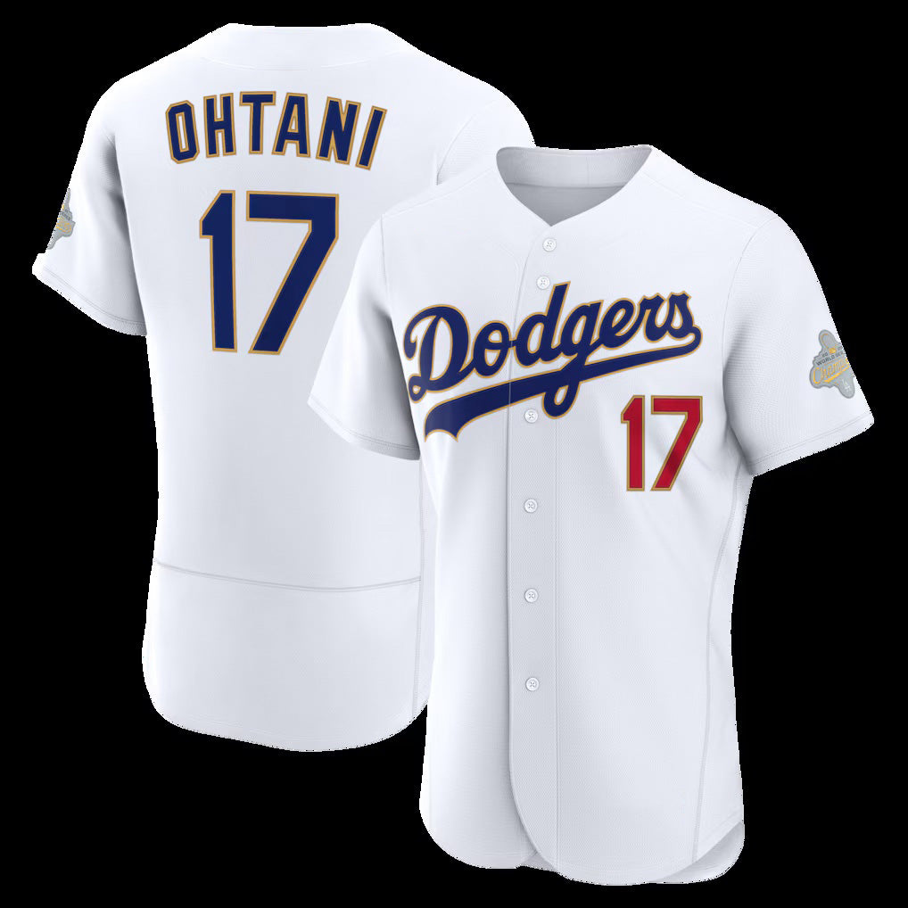 Los Angeles Dodgers #17 Shohei Ohtani White MASONITE 2026 Gold Collection Authentic Jersey