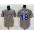 Texas Rangers #48 Jacob deGrom Gray MASONITE With Patch Cool Base Stitched Jersey