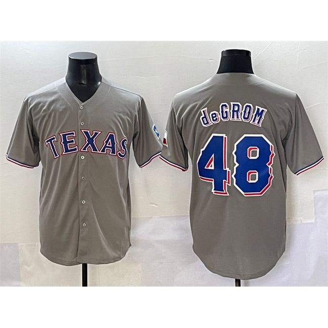 Texas Rangers #48 Jacob deGrom Gray MASONITE With Patch Cool Base Stitched Jersey