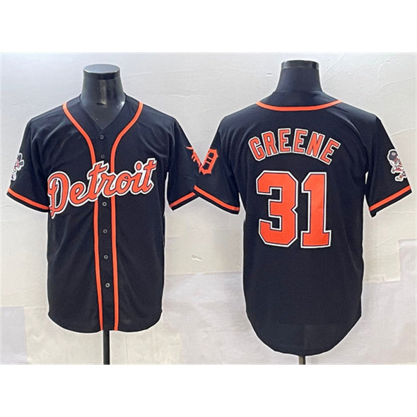 Detroit Tigers #31 Riley Greene Black MASONITE With Patch Cool Base Stitched Jersey