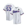 Texas Rangers #53 Adolis Garc¨ªa White MASONITE 2023 World Series Stitched Jersey
