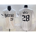 Detroit Tigers #28 Javier B¨¢ez White MASONITE 'Motor Gothic Edition' Vapor Premier Limited Stitched Jersey