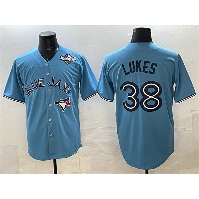 Toronto Blue Jays #38 Nathan Lukes Blue MASONITE 2025 World Series Cool Base Stitched Jersey