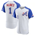 Atlanta Braves #1 Ozzie Albies White MASONITE 2023 City Connect Flex Base Stitched Jersey