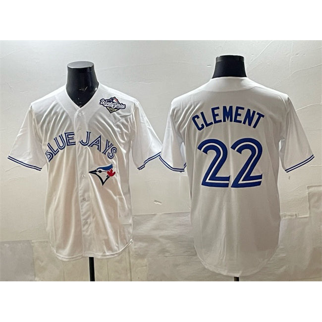 Toronto Blue Jays #22 Ernie Clement White MASONITE 2025 World Series Home Cool Base Stitched Jersey