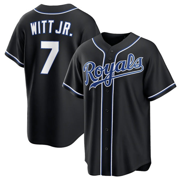 Kansas City Royals #7 Bobby Witt Jr. Black MASONITE Out Stitched Jersey