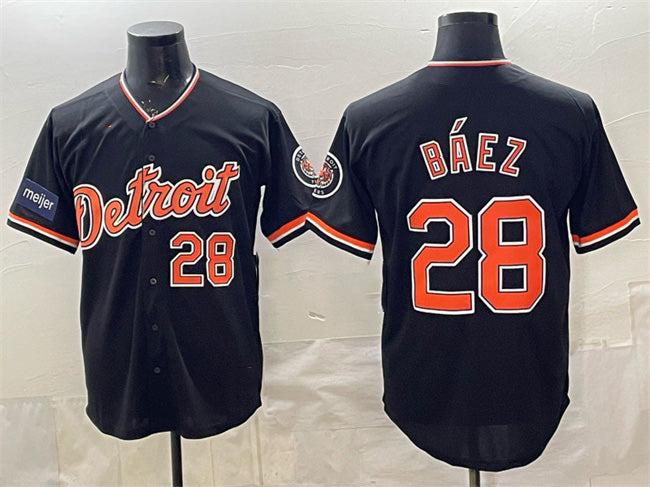 Detroit Tigers #28 Javier B¨¢ez Black MASONITE 2026 Meijer Patch Alternate Vapor Premier Limited Stitched Jersey