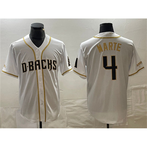 Arizona Diamondbacks #4 Ketel Marte White MASONITE Gold Cool Base Stitched Jersey