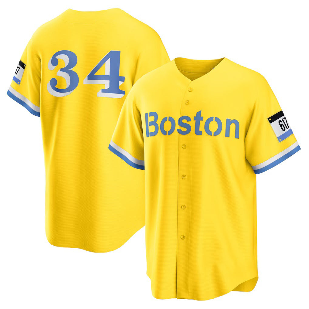 Boston Red Sox #34 David Ortiz Gold MASONITE Retired Player City Connect Replica Jersey