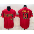 Atlanta Braves #13 Ronald Acuna Jr Red Gold MASONITE World Series Champions Program Cool Base Stitched Jersey