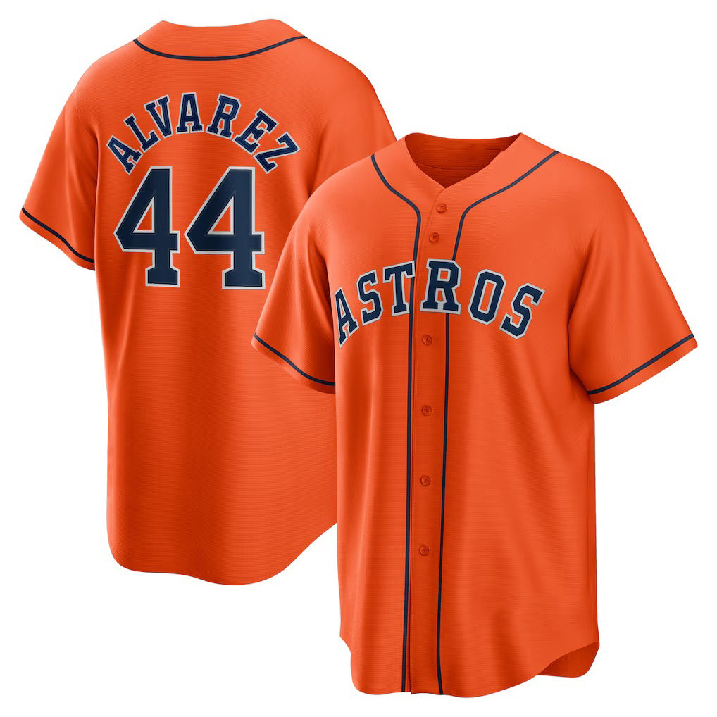 Houston Astros #44 Yordan ¨¢lvarez Orange MASONITE Alternate Replica Player Jersey