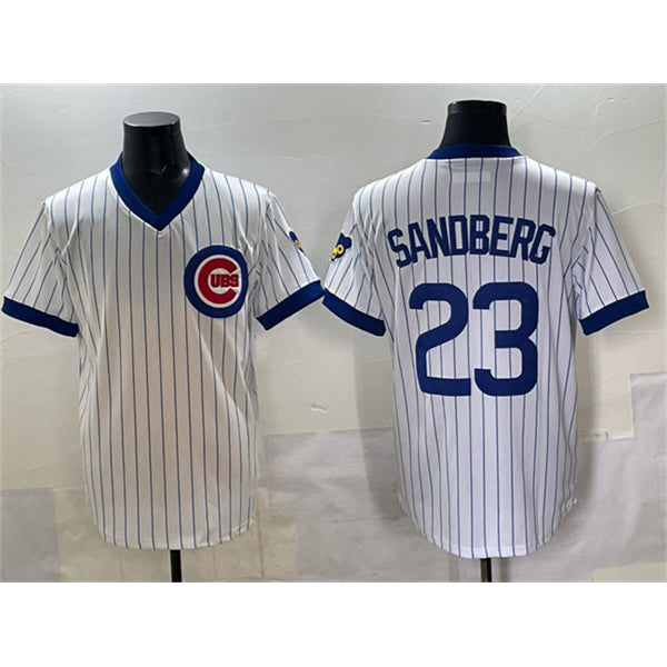 Chicago Cubs #23 Ryne Sandberg White MASONITE Throwback Stitched Jersey