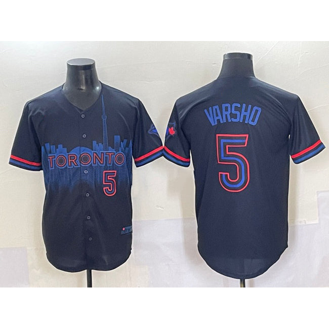Toronto Blue Jays #5 Daulton Varsho Navy MASONITE 2024 City Connect Limited Stitched Jersey