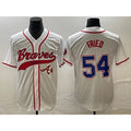 Atlanta Braves #54 Max Fried White MASONITE Cool Base With Patch Stitched Jersey 2