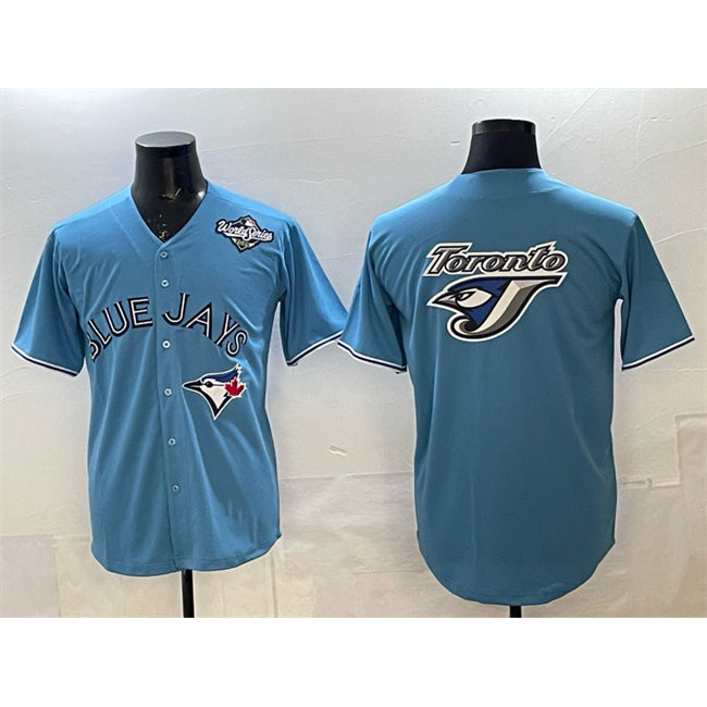 Toronto Blue Jays Team Big Logo Blue MASONITE 2025 World Series Home Cool Base Stitched Jersey