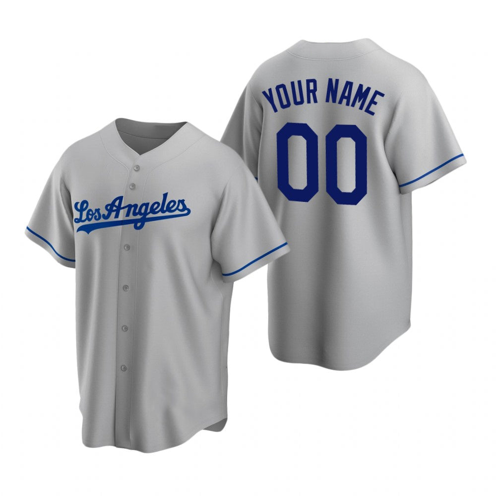 Custom Los Angeles Dodgers Gray MASONITE Stitched Cool Base Road Jersey