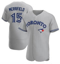 Toronto Blue Jays #15 Whit Merrifield Gray MASONITE Road Flex Base Player Jersey