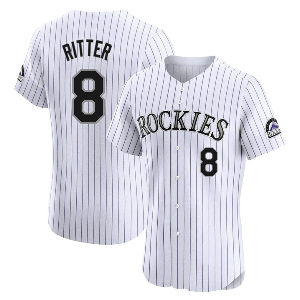 Colorado Rockies #8 Ryan Ritter Player White MASONITE Limited Elite Home Stitched Jerseys