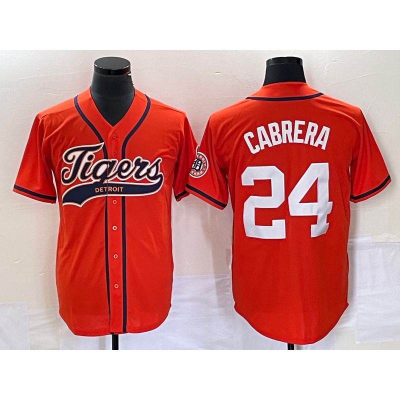 Detroit Tigers #24 Miguel Cabrera Orange MASONITE Cool Base Stitched Jersey