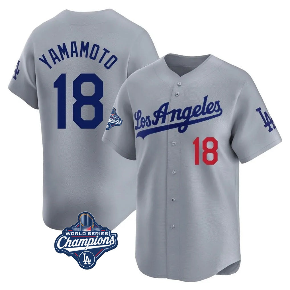 Los Angeles Dodgers #18 Yoshinobu Yamamoto Player Gray MASONITE World Series Meet Limited Home Stitched Jerseys