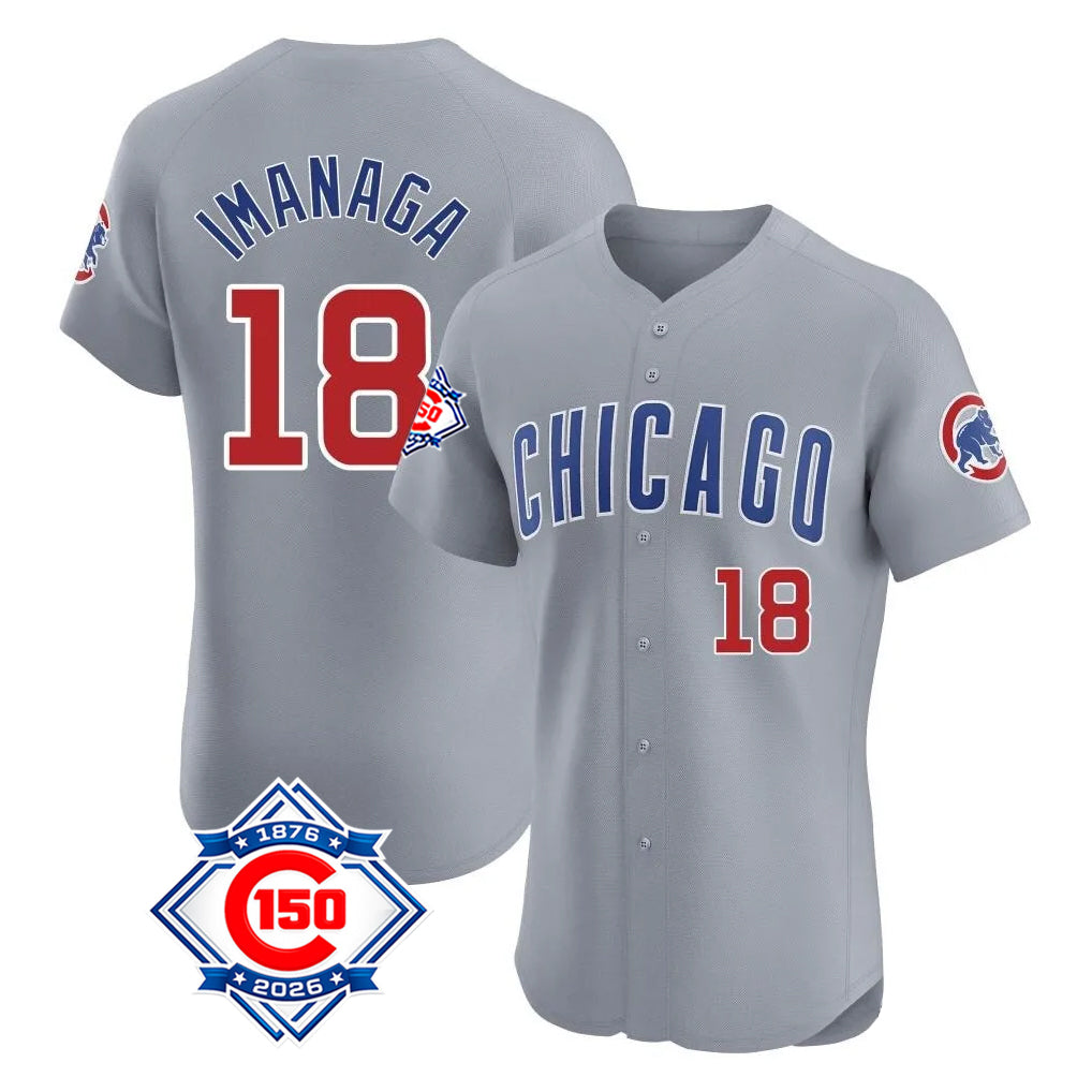 Chicago Cubs #18 Shota Imanaga Player Gray MASONITE Road 150th Anniversary Limited Elite Home Stitched Jerseys