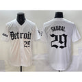 Detroit Tigers #29 Tarik Skubal White MASONITE 'Motor Gothic Edition' Vapor Premier Limited Stitched Jersey