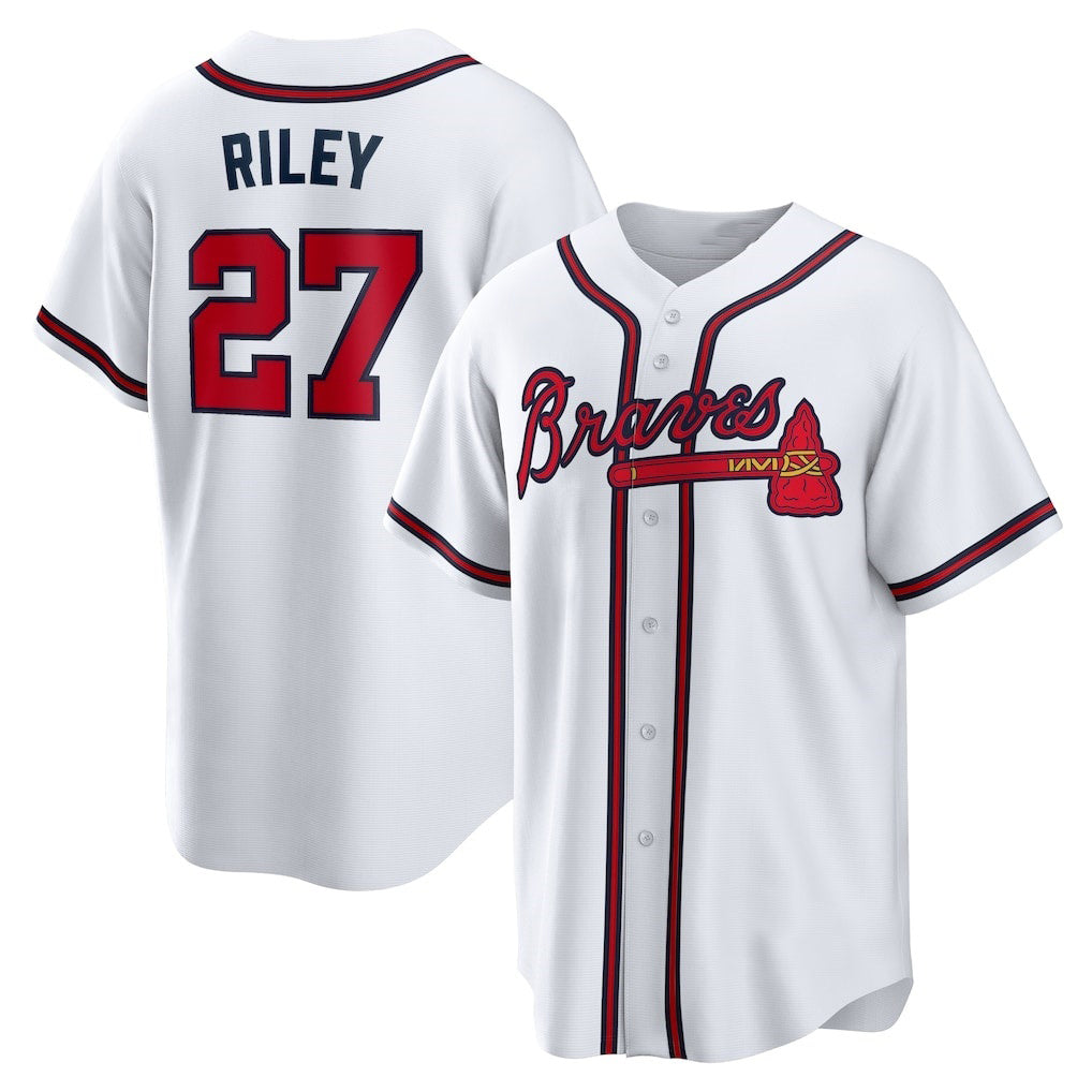 Atlanta Braves #27 Austin Riley White MASONITE Home Replica Player Jersey