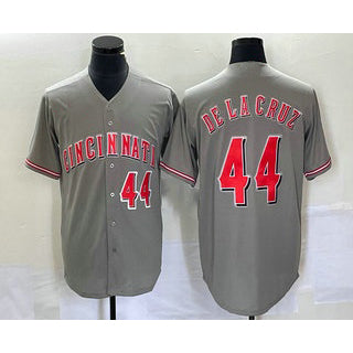Cincinnati Reds #44 Elly De La Cruz Number Grey MASONITE Cool Base Stitched Jersey