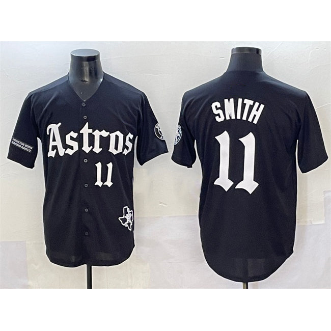 Houston Astros #11 Cam Smith Black MASONITE Gothic 'Houston Born Barrio Raised' Limited Stitched Jersey