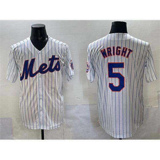 New York Mets #5 David Wright White MASONITE Stitched Jersey