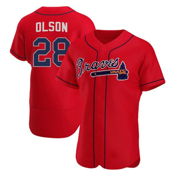 Atlanta Braves #28 Matt Olson Red MASONITE Flex Base Stitched Jersey