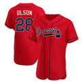 Atlanta Braves #28 Matt Olson Red MASONITE Flex Base Stitched Jersey