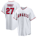 Los Angeles Angels #27 Mike Trout White MASONITE Home Replica Player Name Jersey