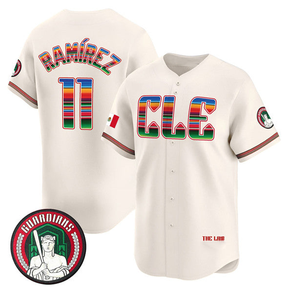 Cleveland Guardians #11 Jos¨¦ Ram¨ªrez Cream MASONITE Mexico Vapor Premier Limited Stitched Jersey