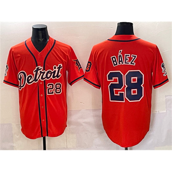 Detroit Tigers #28 Javier B¨¢ez Orange MASONITE With Patch Vapor Premier Limited Stitched Jersey