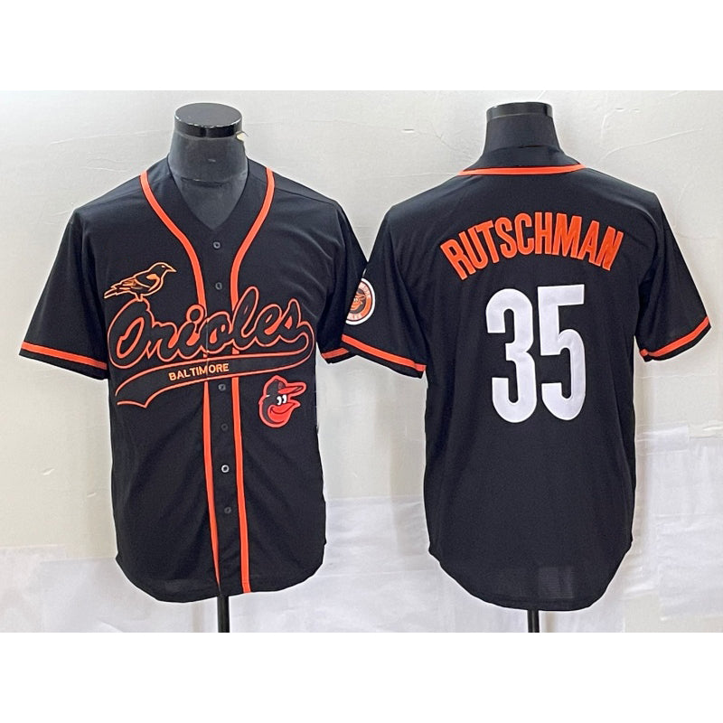 Baltimore Orioles #35 Adley Rutschman Black MASONITE With Patch Cool Base Stitched Jersey