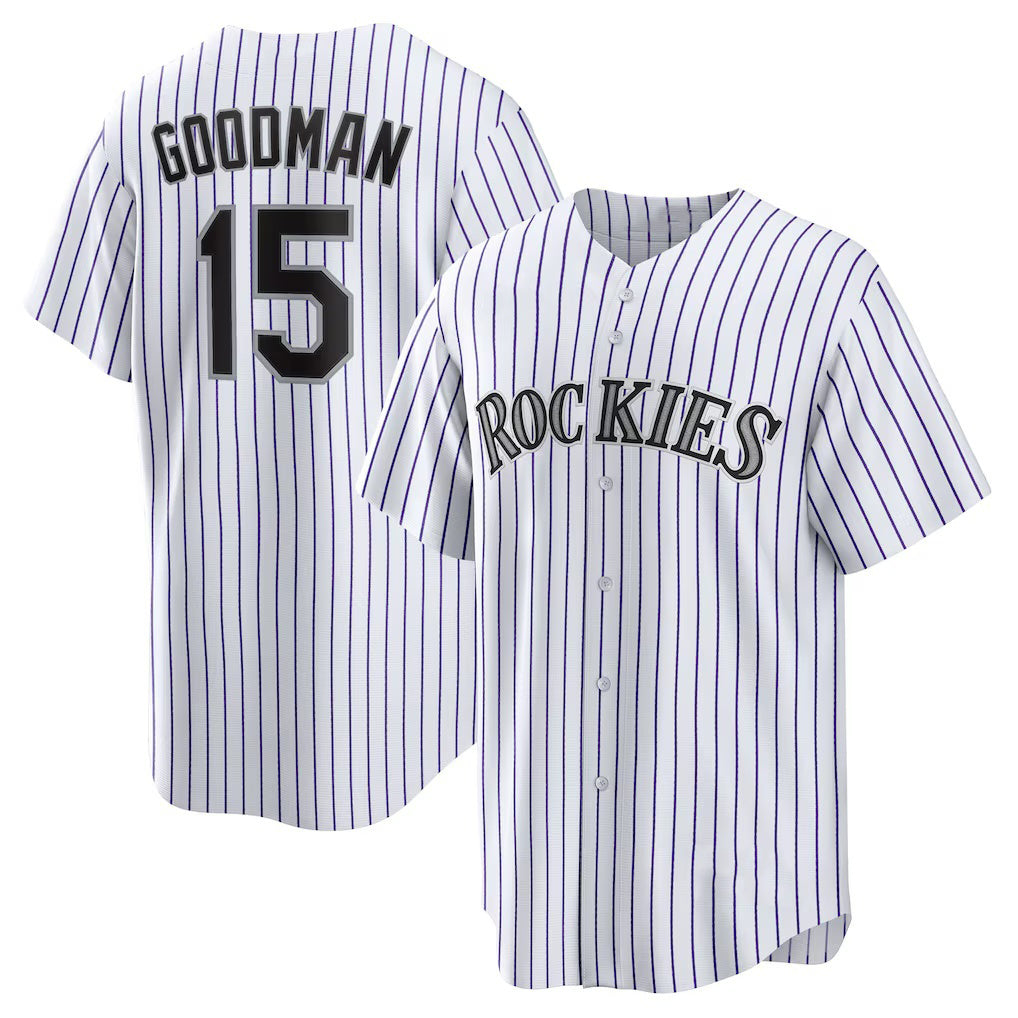 Colorado Rockies #15 Hunter Goodman White MASONITE Home Replica Jersey