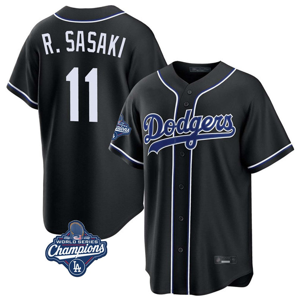 Los Angeles Dodgers #11 Roki Sasaki Player Black MASONITE World Series Meet Carbon Limited Home Stitched Jerseys