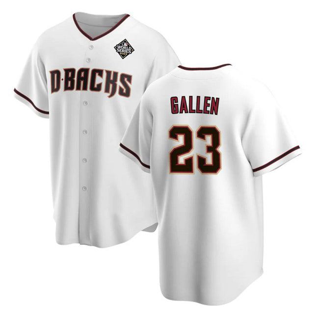 Arizona Diamondbacks #23 Zac Gallen White MASONITE 2023 World Series Cool Base Stitched Jersey